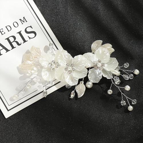 Crystal pearl flower hair - pearl,