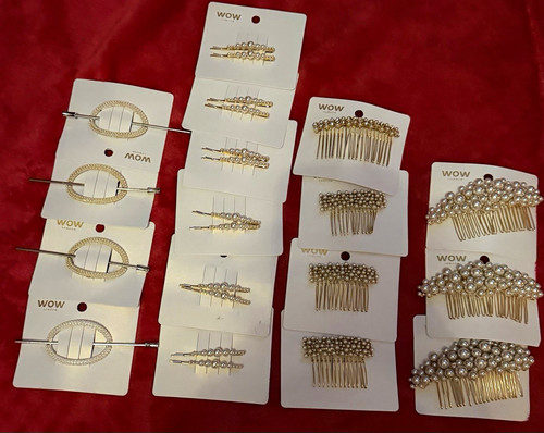 Wow gold tone metal pearl - wow,