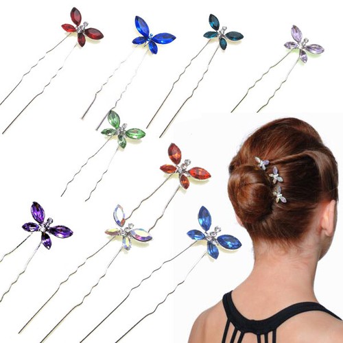 Crystal hair pins butterfly - crystal,