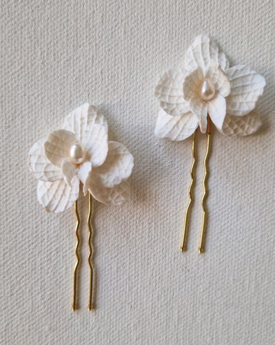White floral pearl hair - white, 2
