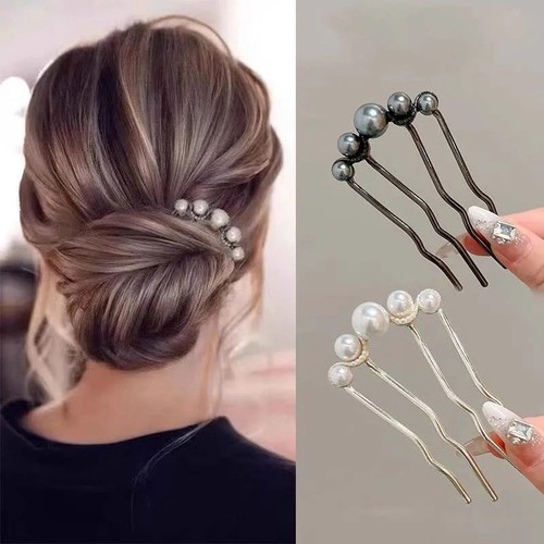 Korean shaped pearl hairpins - u-shaped,