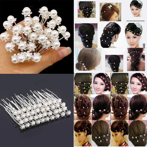 40pcs pearl flower diamante - 20,