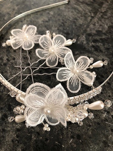 Bridal diamante lace flower - bridal,