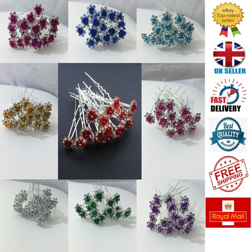Diamante floral hair pins - hair,