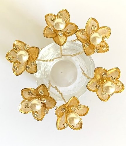 Gold floral bridal hair - floral, pins