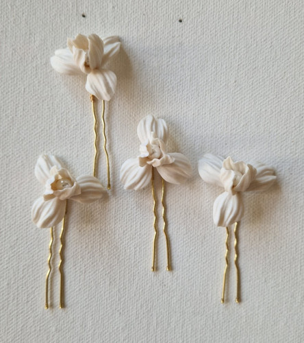 White flower hair - hair, pins