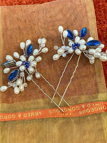 Silver tone faux pearl - 2x, &