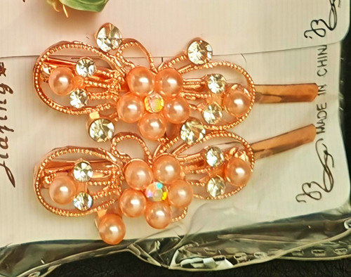 Rose gold metal faux pearl - gold,