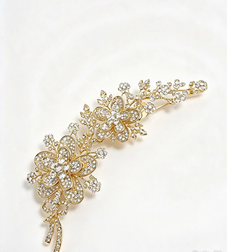 Gold tone floral crystal - tone,