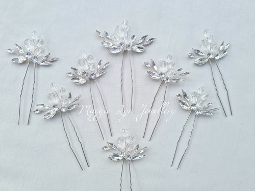 Crystal bridal hair pins - crystal,