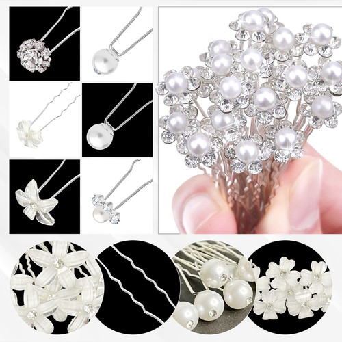 Diamante floral hair - pins, set