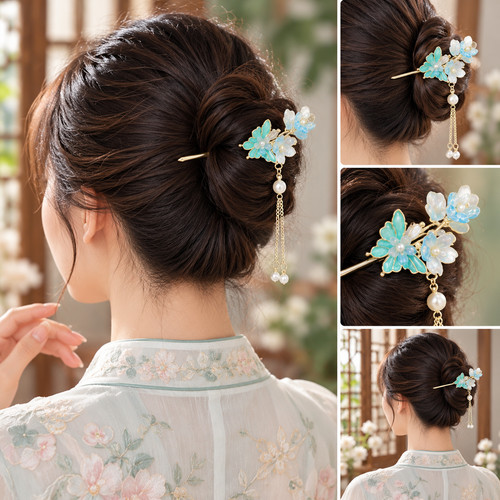 Chinese hair stick pin blue - hair,