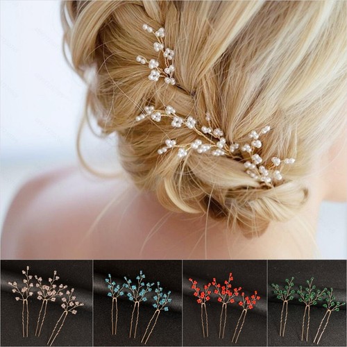 Hair pin beaded - pin, gold