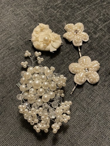 Bridal white beaded - white, hair