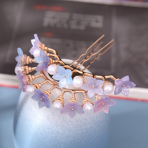 Golden flower hair pins - golden,