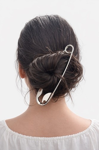 Silver metal hair - hair, pin