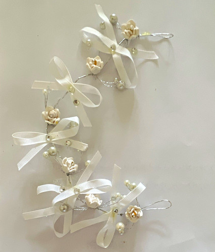 White ribbon bow pearl - ribbon,