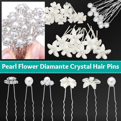 Diamante floral hair - diamante, pins